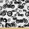 Ambesonne Manly Fabric by The Yard, Different Models of Motorbikes Race Adventure Amusement Extreme Sport Theme, Decorative Satin Fabric for Home Textiles and Crafts, 5 Yards, White Black